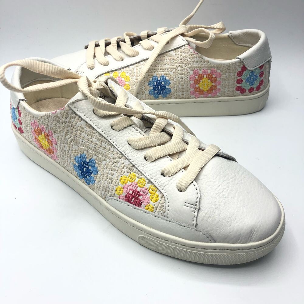 Soludos Ibiza Sweater Sneaker Lace Up White/ Multicolor Size US 8.5 - Picture 8 of 12